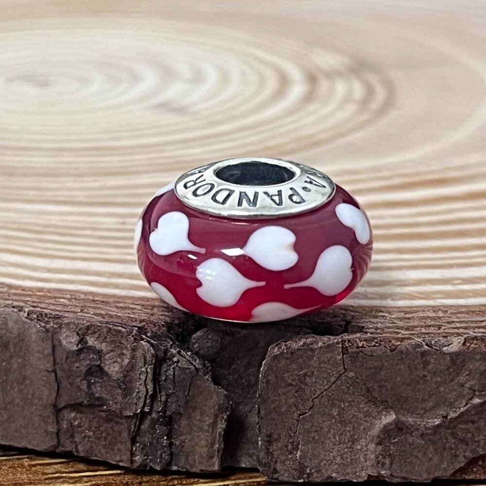 Pandora Red love Pink Hearts New Murano Glass Bead Charm - Picture 4 of 6